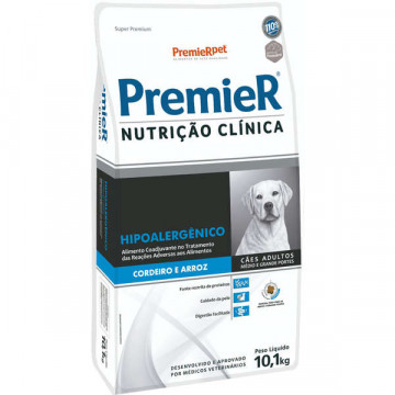 Ração Premier Nutrição Clínica Cães Hipoalergênico Cordeiro e Arroz  Adultos Médio e Grande Porte - 10,1kg